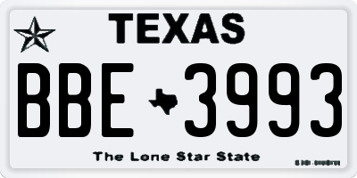 TX license plate BBE3993