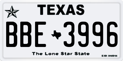 TX license plate BBE3996