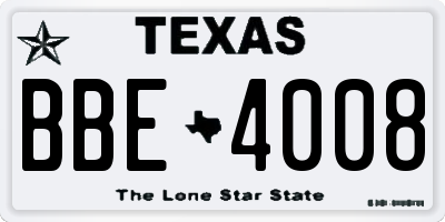 TX license plate BBE4008