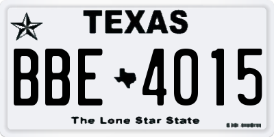 TX license plate BBE4015