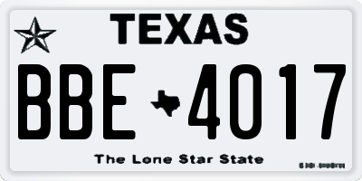 TX license plate BBE4017