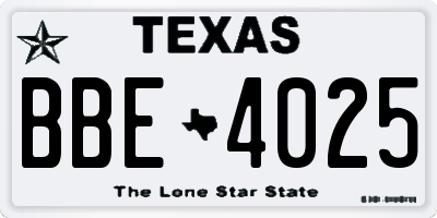 TX license plate BBE4025
