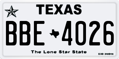 TX license plate BBE4026