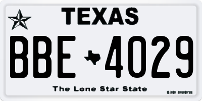 TX license plate BBE4029