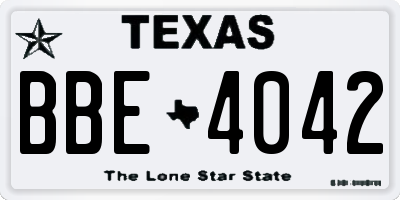 TX license plate BBE4042