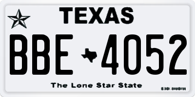 TX license plate BBE4052