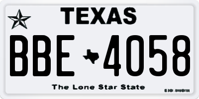 TX license plate BBE4058