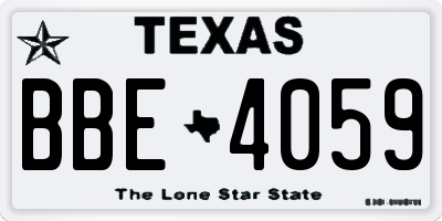 TX license plate BBE4059