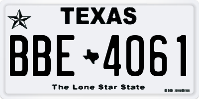 TX license plate BBE4061