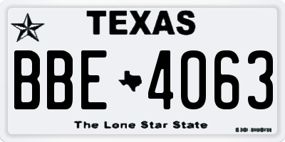 TX license plate BBE4063