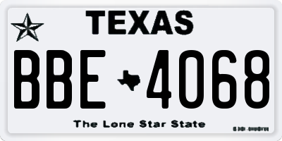 TX license plate BBE4068