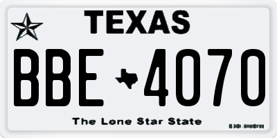 TX license plate BBE4070