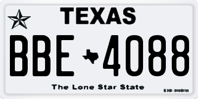 TX license plate BBE4088