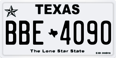 TX license plate BBE4090