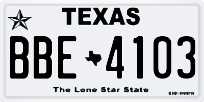 TX license plate BBE4103