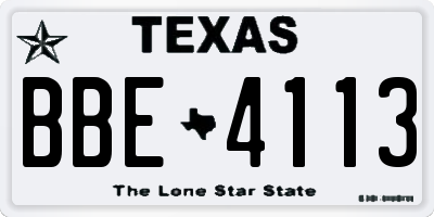 TX license plate BBE4113
