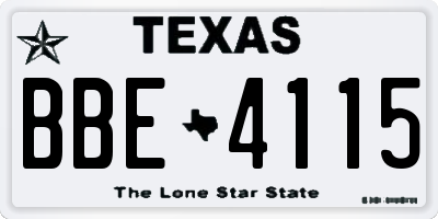 TX license plate BBE4115