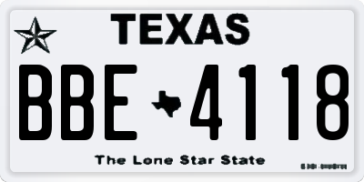TX license plate BBE4118