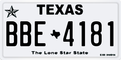 TX license plate BBE4181
