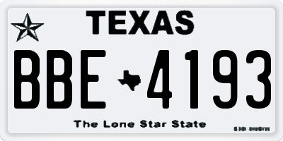 TX license plate BBE4193