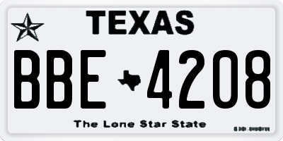 TX license plate BBE4208