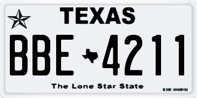 TX license plate BBE4211