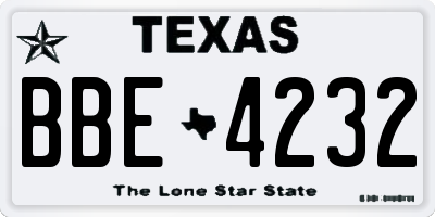 TX license plate BBE4232
