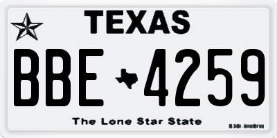TX license plate BBE4259