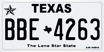 TX license plate BBE4263