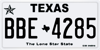 TX license plate BBE4285
