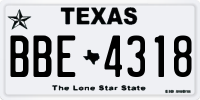 TX license plate BBE4318
