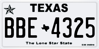 TX license plate BBE4325