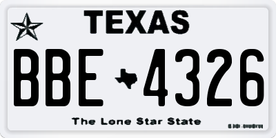 TX license plate BBE4326