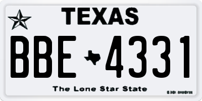 TX license plate BBE4331