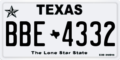 TX license plate BBE4332