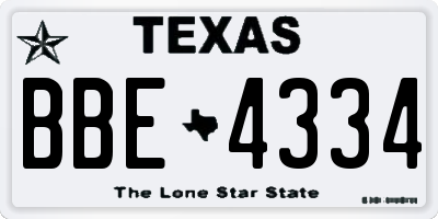 TX license plate BBE4334
