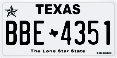 TX license plate BBE4351