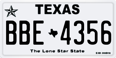TX license plate BBE4356