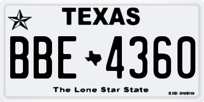 TX license plate BBE4360