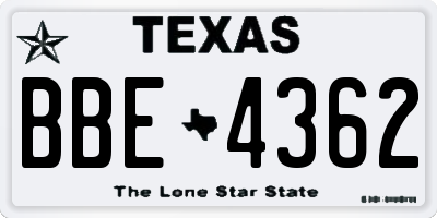 TX license plate BBE4362