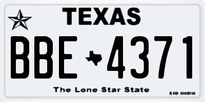 TX license plate BBE4371