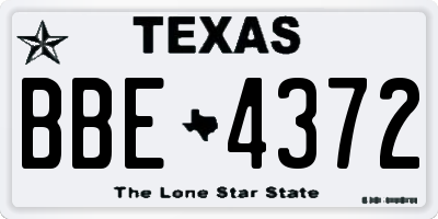 TX license plate BBE4372