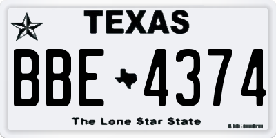 TX license plate BBE4374
