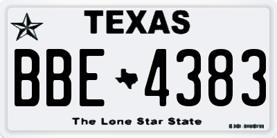 TX license plate BBE4383
