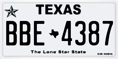 TX license plate BBE4387