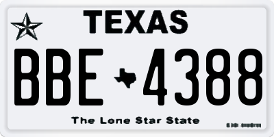 TX license plate BBE4388