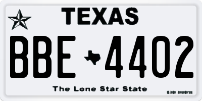 TX license plate BBE4402