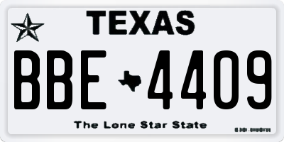 TX license plate BBE4409