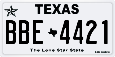 TX license plate BBE4421