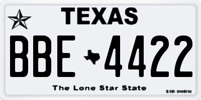 TX license plate BBE4422